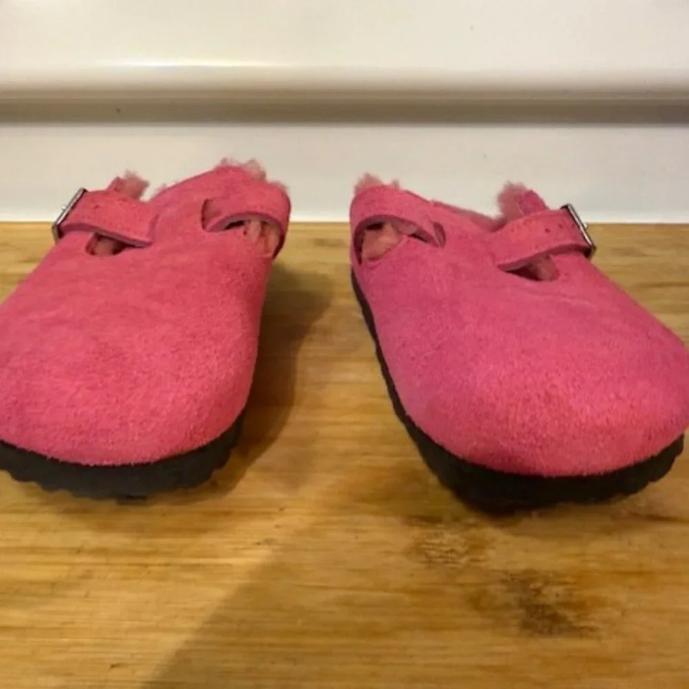 NWOT - Birkenstock Boston Genuine Shearling Lined Clog -  HOT PINK - Picture 13 of 16